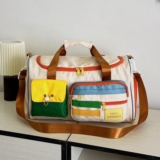 撞色斜挎运动健身包大容量旅游手提行李包时尚外出短途出差旅行包HLY 商品图5