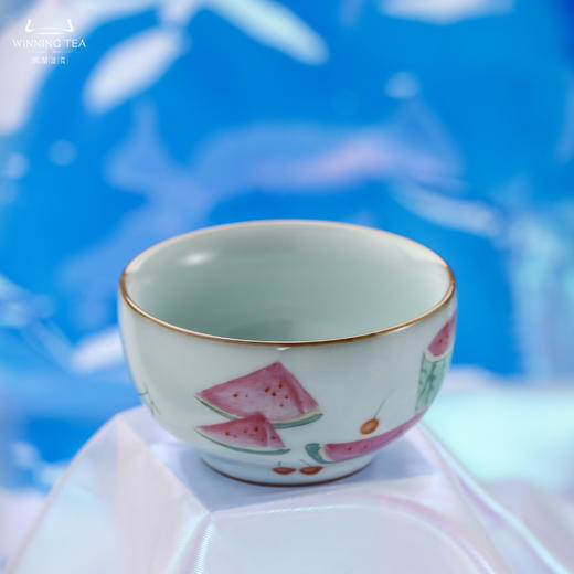 问鼎汝瓷鼎峰系列月白老款紫金釉听泉杯（西瓜） 商品图4