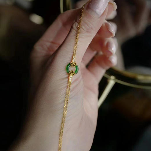 龢盒原创 18k金镶翡翠平安圈手链 商品图4