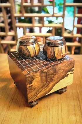 黑柿木九路小棋墩套装（赠送大漆工艺小葫芦）