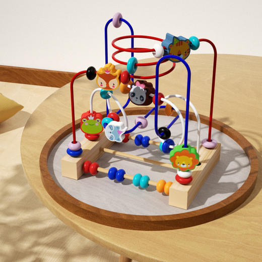 【培养宝宝空间意识&逻辑思维】多功能动物绕珠婴幼儿木制三轨串珠玩具手眼协调训练早教益智积木 商品图1