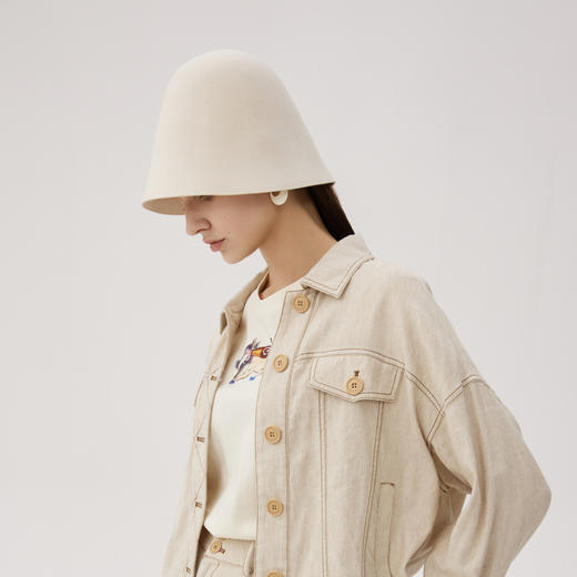 谜底100%羊毛渔夫帽女2024秋新品复古百搭圆顶特色帽子243MQ1352 商品图2