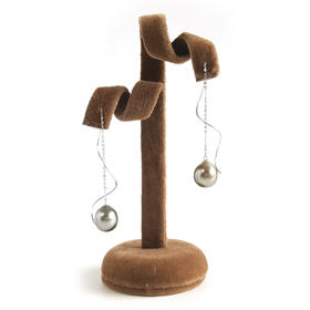 【天然正品】AU750白金镶天然10*11MM大溪地近无暇海水珍珠耳环100724NJS33