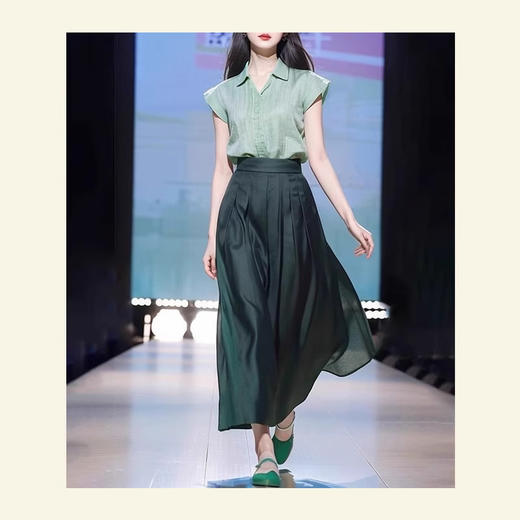 裁缝学苑AS289夏季通勤小飞袖棉麻衬衫半身裙套装纸样上衣样板图纸 商品图3