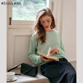 
OLrain欧芮儿法式宽松圆领长袖针织衫女早秋2024年新款慵懒上衣