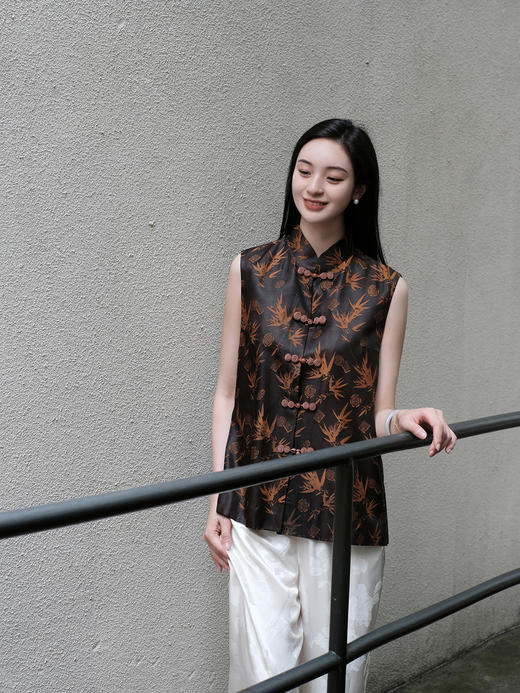 盛唐婧 |金竹如意香云纱男女同款马甲 商品图0