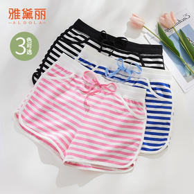 雅黛丽睡裤女款2024新款春夏棉质透气短裤可外穿条纹休闲家居服女