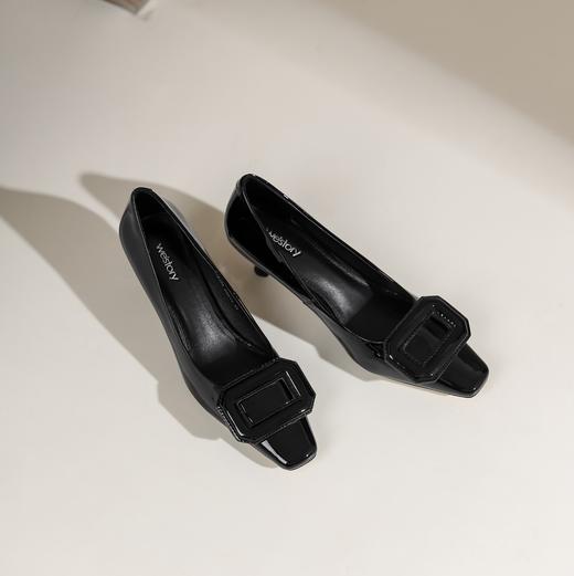 westory春秋季新款时尚优雅单鞋蝴蝶结扣气质百搭中跟底鞋女W24CE74661 商品图0