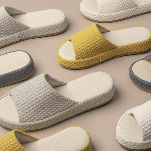 【华夫格拖鞋】华夫格拖鞋家用布艺拖鞋情侣地板地毯防水拖鞋夏季拖 商品图0