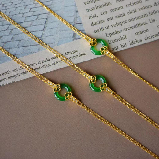 龢盒原创 18k金镶翡翠平安圈手链 商品图1