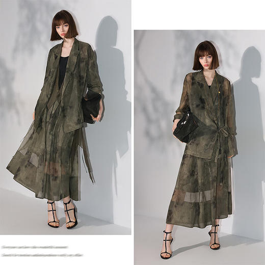 COCOBELLA新中式老钱风炒色晕染西装春夏微透视西服外套SI3030 商品图1