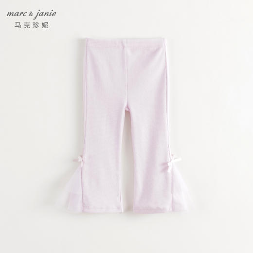 马克珍妮女童弹力罗纹网纱喇叭裤儿童裤子打底裤秋装新款241307 商品图2