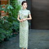 WX-春季新款真丝旗袍中式桑蚕丝连衣裙手工缝制宴席日常可穿 商品缩略图2