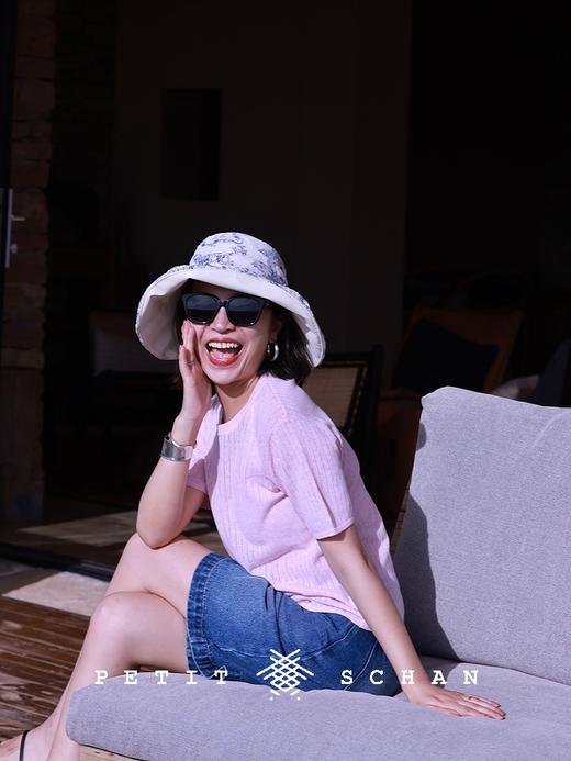 PETIT SCHAN小闪 CLO#535 Take a break 开个小差 棉麻混纺镂空针织T恤 商品图1