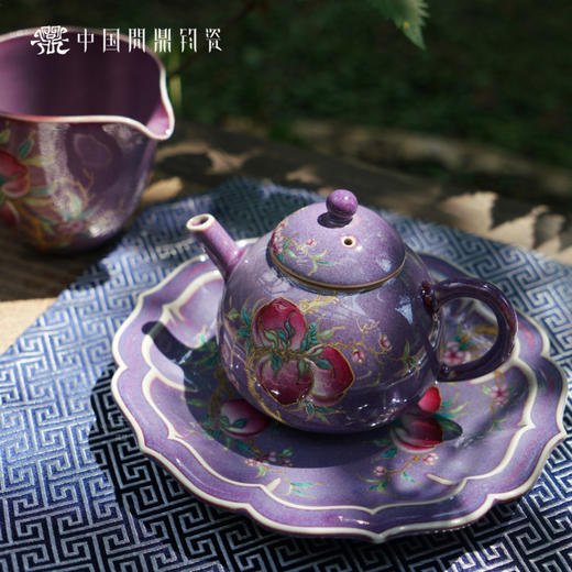 问鼎钧瓷宝相壶承（描金五桃） 南宫壶（描金五桃） 商品图2