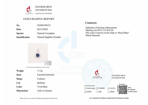 1.55ct 蓝宝石吊坠 商品图4