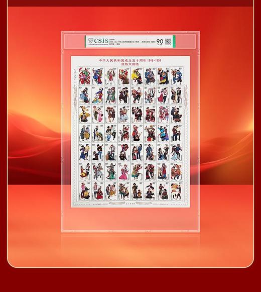 1999年成立五十周年-民族大团结（版票） 信泰评级（CSIS)  90分 商品图1
