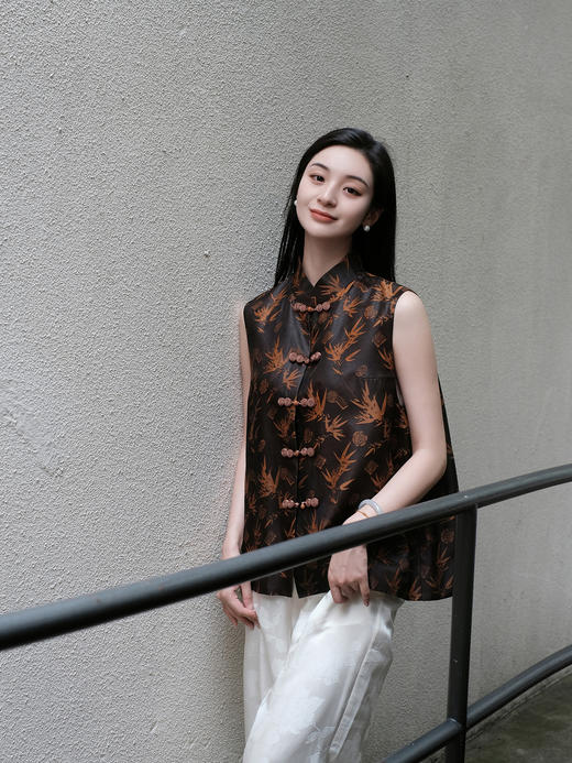 盛唐婧 |金竹如意香云纱男女同款马甲 商品图1