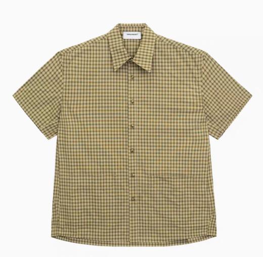 Simple Project/Y24117/黄绿格纹布包扣双褶侧缝插片短袖衬衫 商品图4