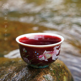 问鼎钧瓷净月杯（晴戏荷鱼）