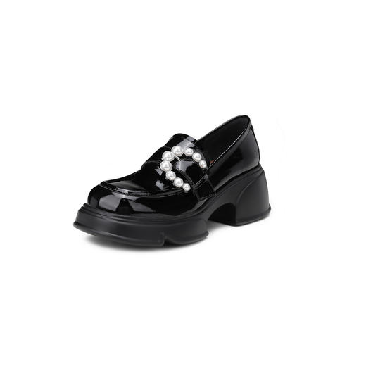 westory2024秋季新款时尚优雅单鞋珍珠饰扣水钻气质百搭平底乐福鞋女S24CM74721 商品图2