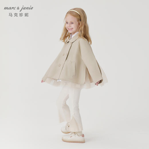 【马克珍妮 法式】女童优雅英伦风网纱短款风衣 儿童外套241077 商品图1