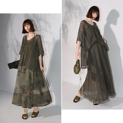 COCOBELLA重工镂空刺绣早秋蕾丝衫度假风宽松钩花罩衫LC7026D 商品图3