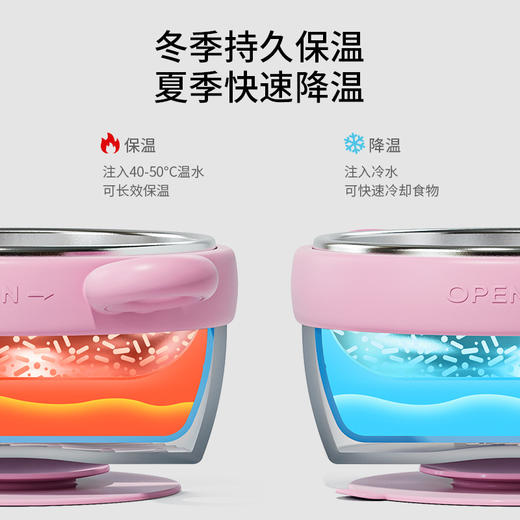 【儿童辅食碗！控温小精灵】宝宝注水家用保温碗 316不锈钢 婴幼儿辅食儿童餐具 防摔吸盘碗-QQ 商品图2