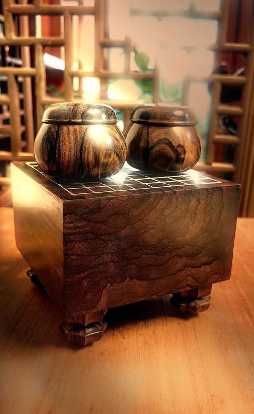 黑柿木九路小棋墩套装（赠送大漆工艺小葫芦） 商品图1