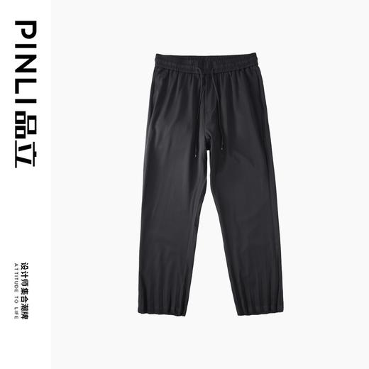 PINLI品立2024夏季新款男装压褶休闲小脚裤薄款九分裤潮牌束脚裤B242117159 商品图3