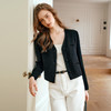 OLrain欧芮儿法式黑色小香风短外套女早秋2024新款通勤V领上衣 商品缩略图1