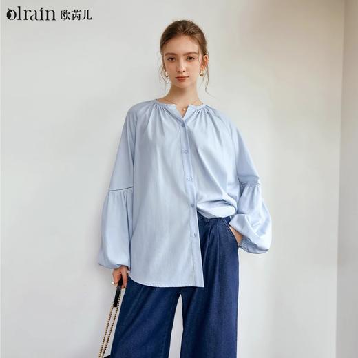 
OLrain欧芮儿法式宽松长袖衬衫女早秋2024年新款设计感灯笼袖衬衣 商品图0