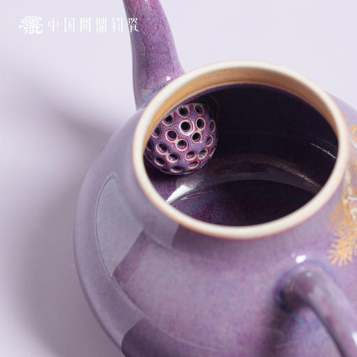 问鼎钧瓷梨韵壶（描金松鹤） 商品图1