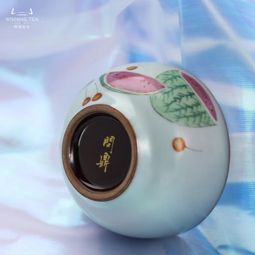 问鼎汝瓷鼎峰系列月白老款紫金釉听泉杯（西瓜） 商品图3