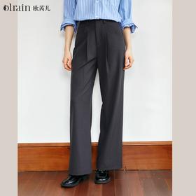 
OLrain欧芮儿法式深灰休闲裤女早秋2024新款高腰通勤直筒宽松西裤