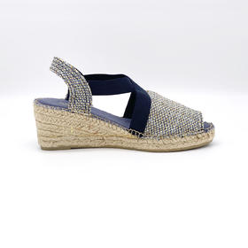 断码特价37码&38码——西班牙原产手工制作时尚轻便超舒适女款草编鞋 341D-蓝色