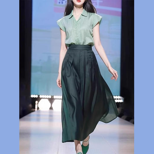 裁缝学苑AS289夏季通勤小飞袖棉麻衬衫半身裙套装纸样上衣样板图纸 商品图1