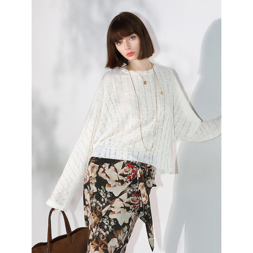 COCOBELLA设计感镂空破洞微透视针织衫女混搭毛边罩衫TS0003 商品图1