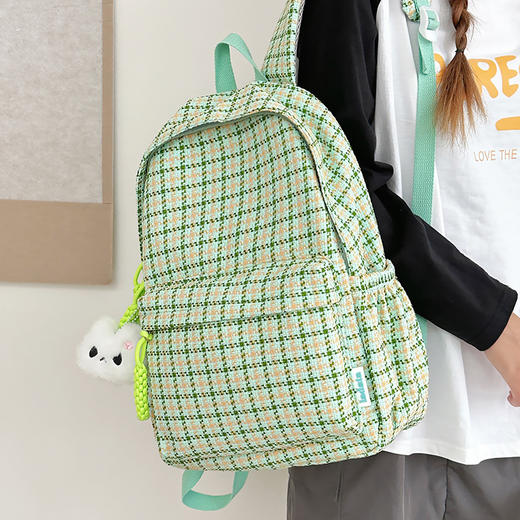 【日系ins风❗️潮流格子书包】小身材大容量，韩版时尚简约书包，男女学生书包，休闲旅行双背包，潮流新款人气情侣包包开学季常备L 商品图2