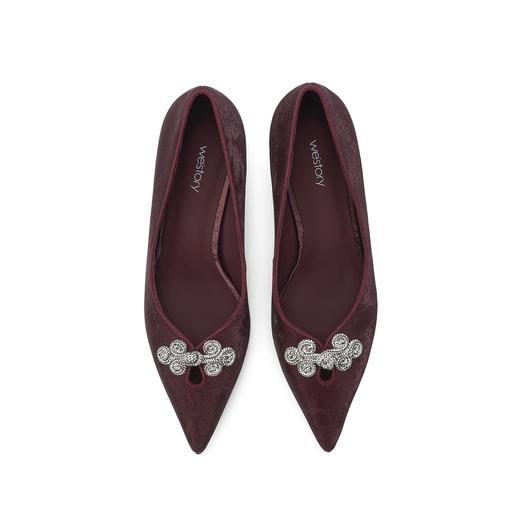 westory秋季新款时尚优雅单鞋中国结扣水钻气质百搭细高跟单鞋女W24CE74481 商品图1