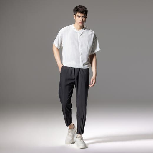 PINLI品立2024夏季新款男装压褶休闲小脚裤薄款九分裤潮牌束脚裤B242117159 商品图4