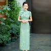 WX-100%真丝提花春季新款真丝旗袍中式桑蚕丝连衣裙手工缝制宴席 商品缩略图1