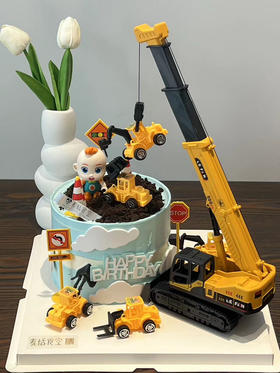 挖掘机男孩（需自提）生日牌随机