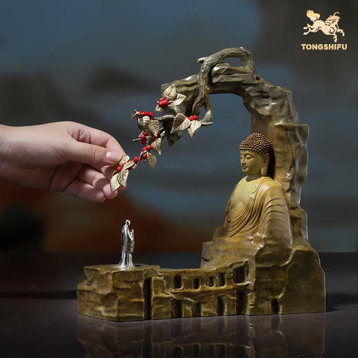 铜师傅《问佛》新国风佛像摆件 家居客厅装饰工艺品摆件 案头精品 商品图4