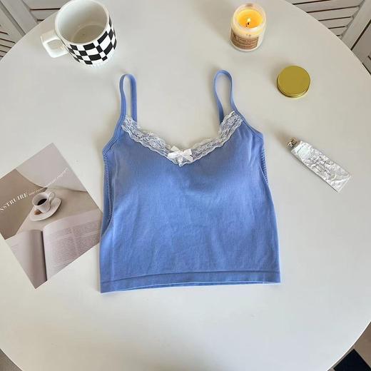 春夏新款纯欲性感打底蕾丝吊带短款针织吊带背心女上衣女 商品图4