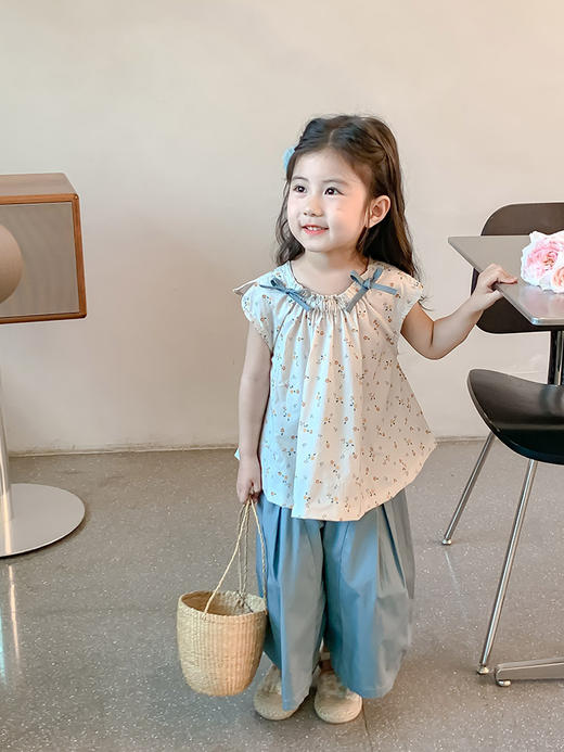 【YW】无忧购儿童韩系温柔小清新碎花小衫+休闲裤套装X9079（截单后7天发货)25年清仓捡漏 商品图1
