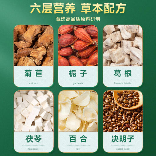 【专注酸高 健康直降 告别酸楚】源自于1921年时珍颜究堂茯苓菊苣栀子茶 古法传承李时珍药食  配料干净 科学草本搭配 独立养生茶包150g/盒 商品图2