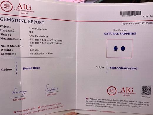 1.51ct 1.22g 蓝宝石耳钉 商品图8