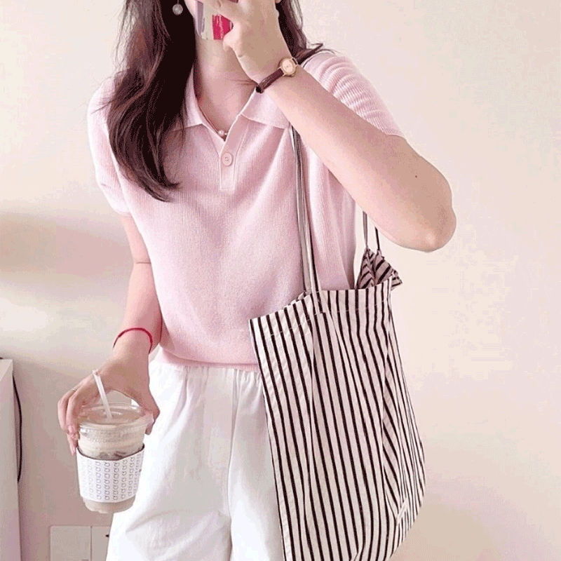 【Basiclive】baby粉 亚麻天丝polo衫