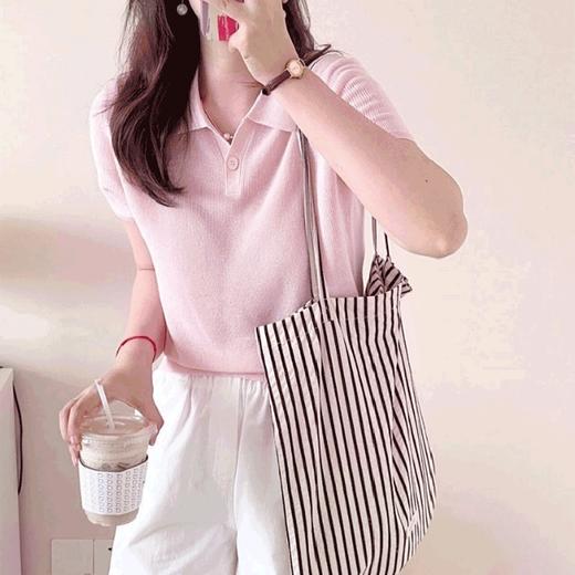 【Basiclive】baby粉 亚麻天丝polo衫 商品图0